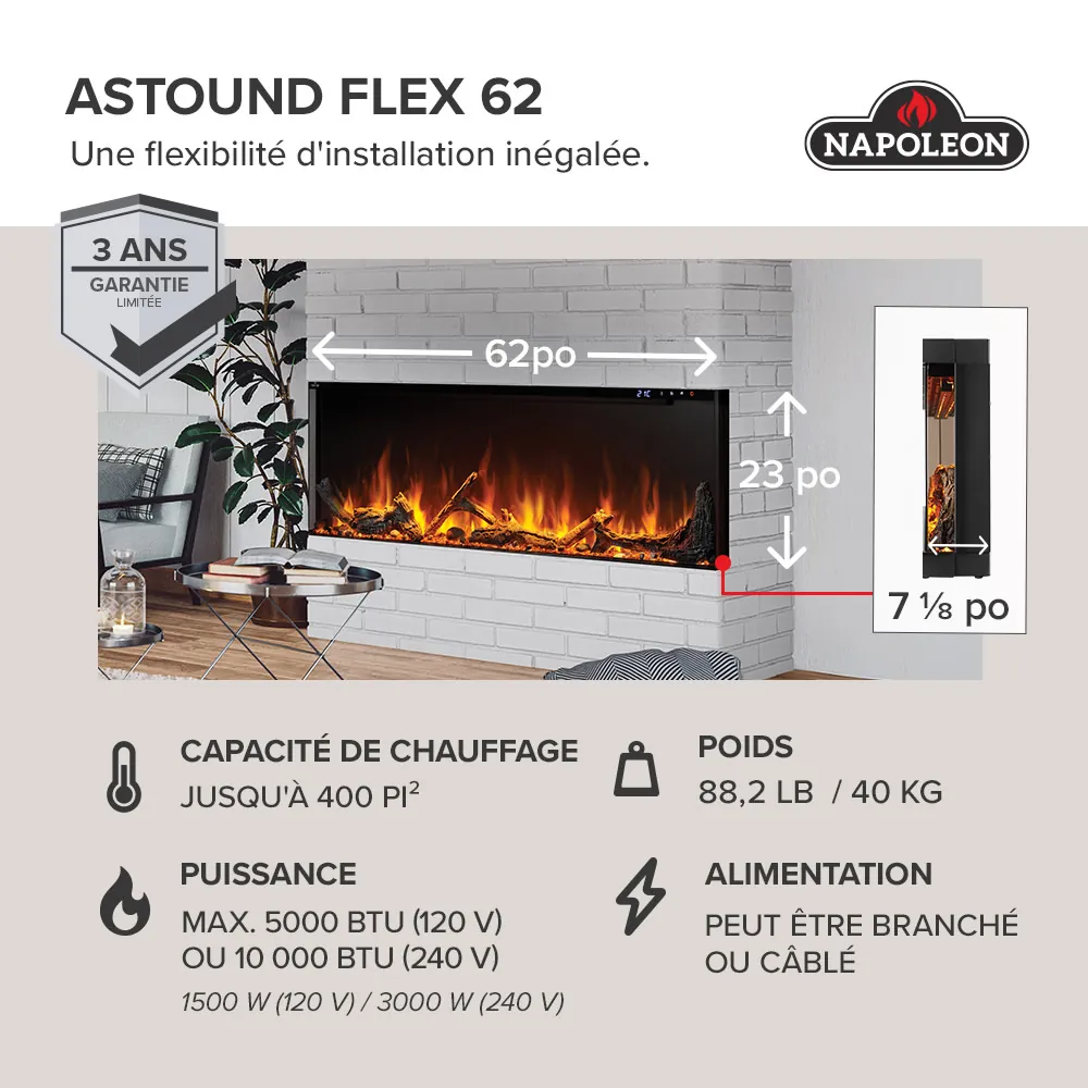 Foyer électrique Napoleon Astound 62 FlexMount