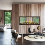 Gas Fireplace Napoleon Tall Linear Vector 50 See Through with Luminous Logs
