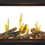 Gas Fireplace Napoleon Tall Linear Vector 50 See Through with Luminous Logs