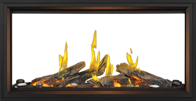 Gas Fireplace Napoleon Tall Linear Vector 50 See Through with Luminous Logs