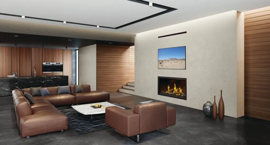 Gas Fireplace Napoleon Tall Linear Vector 50 with Luminous Logs
