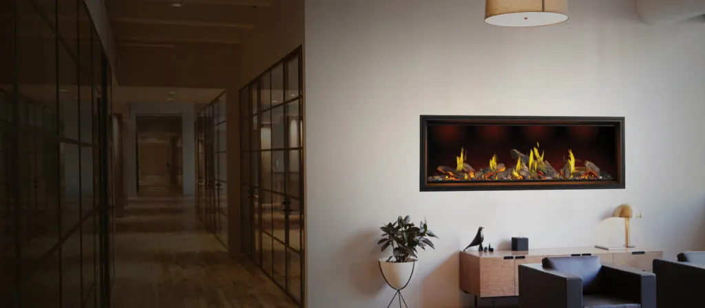 Gas Fireplace Napoleon Tall Linear Vector 50 with Luminous Logs