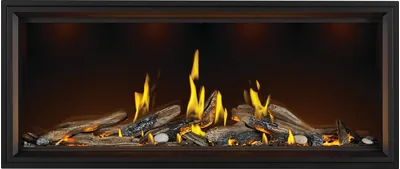 Gas Fireplace Napoleon Tall Linear Vector 62 with Luminous Logs