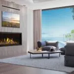 Gas Fireplace Napoleon Tall Linear Vector 62 with Luminous Logs