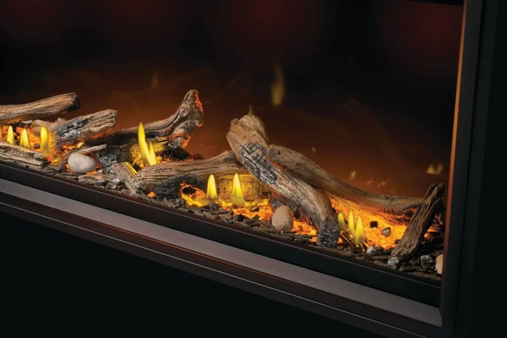 Gas Fireplace Napoleon Tall Linear Vector 62 with Luminous Logs