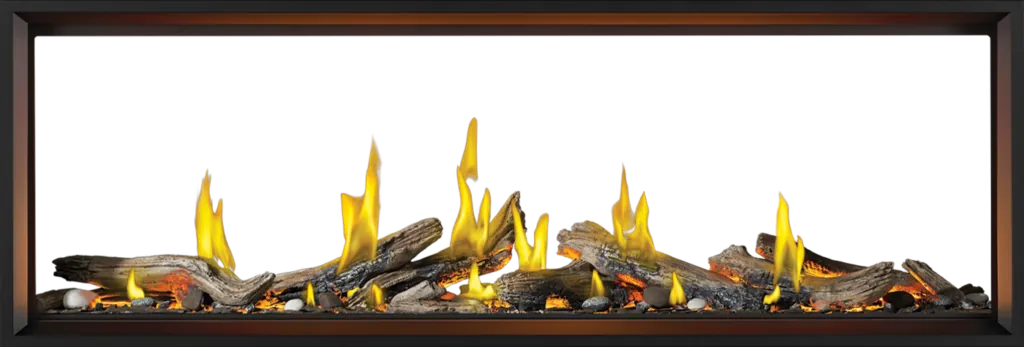 Gas Fireplace Napoleon Tall Linear Vector 74 See Through with Luminous Logs